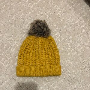 Next Mustard Knit Beanie with Pom-Pom
